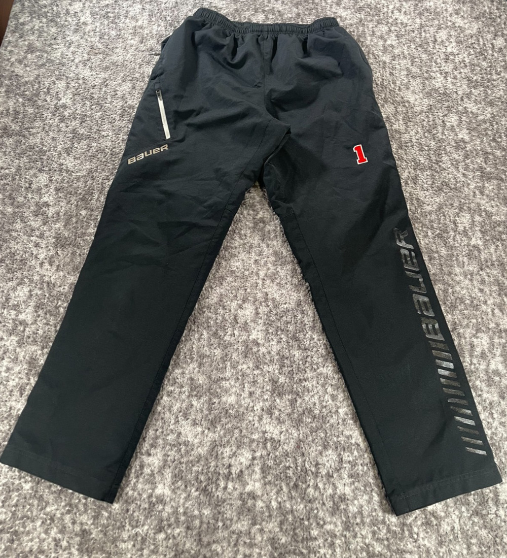 Bauer Team Lightweight Hockey Warm Up Track Pants Black Men's S Lined